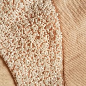 Beaded Collar High/Low Knit Top